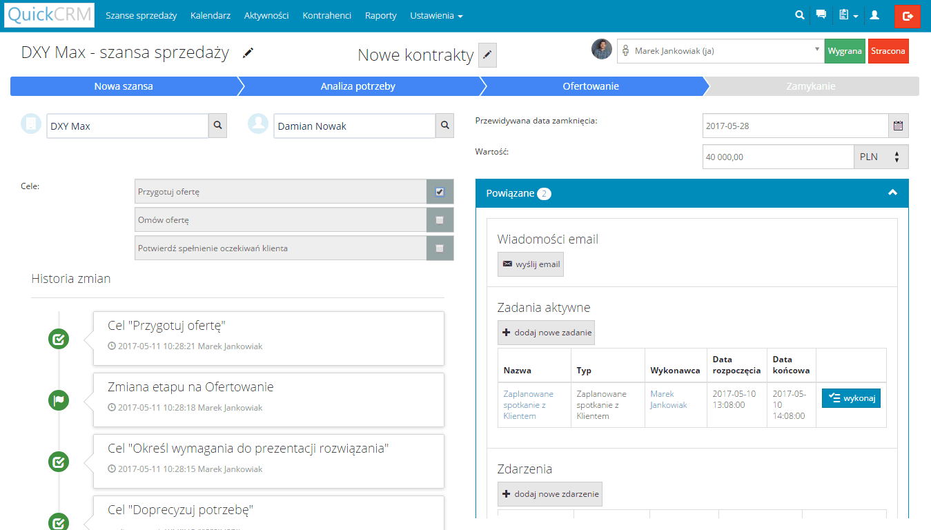 szanse sprzedaży - sprzedaż w crm