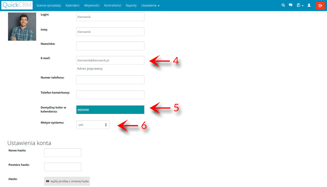 edycja profilu pracownika