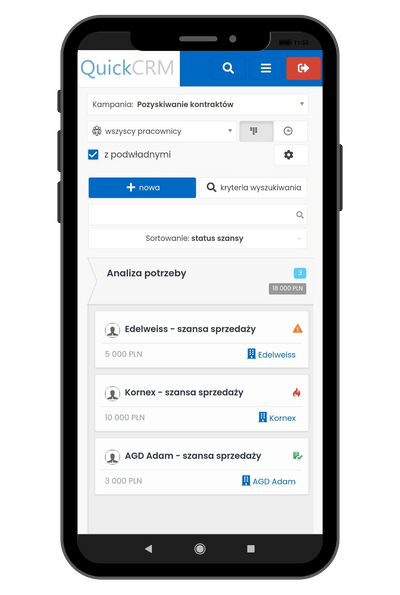 system CRM - mobilny