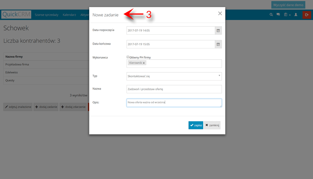 Operacje masowe dodawanie zadania