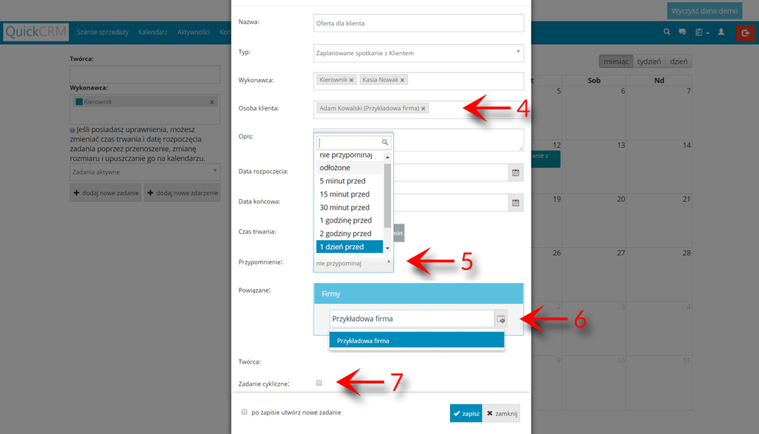 Tworzenie zadania w prostym systemie CRM