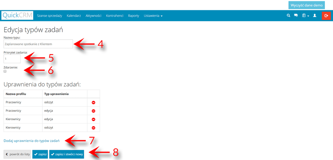 Tworzenie zadania w prostym systemie CRM