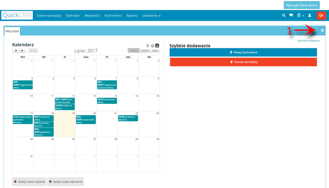 Dynamiczny pulpit CRM tworzenie zakładek