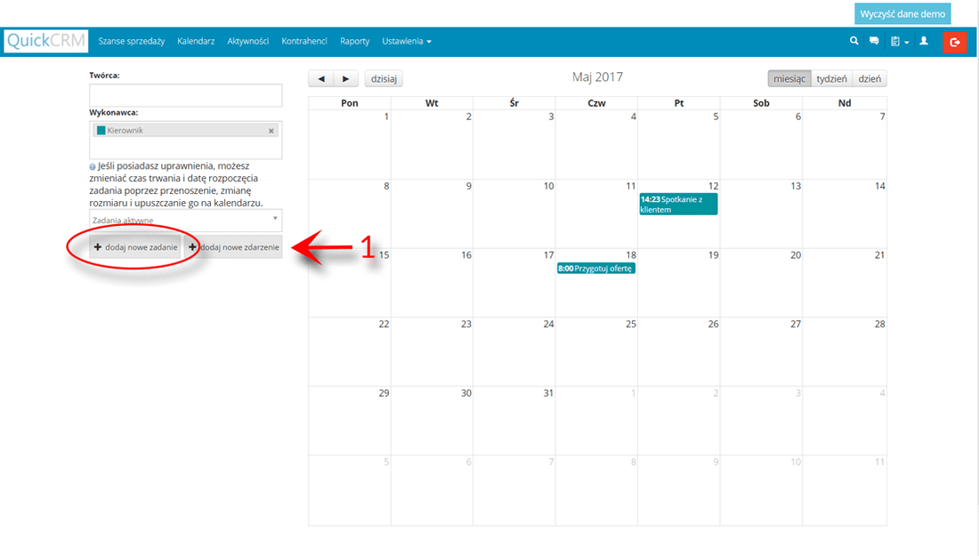 Tworzenie zadania w prostym systemie CRM