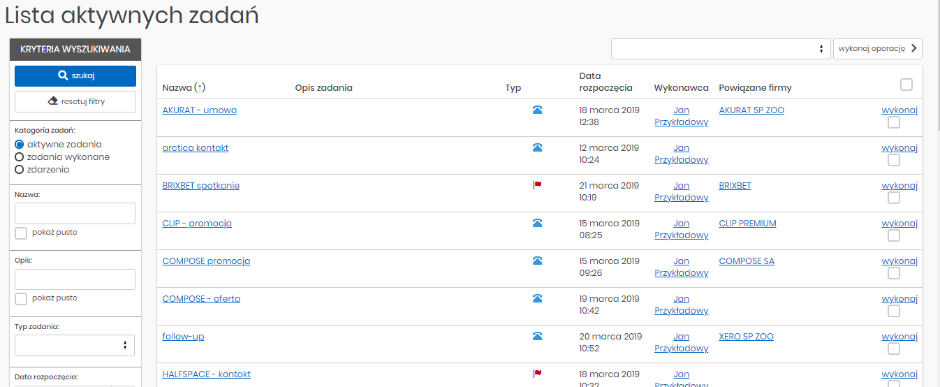 Powiazanie zadan z szansa sprzedazy - pierwsze kroki w crm