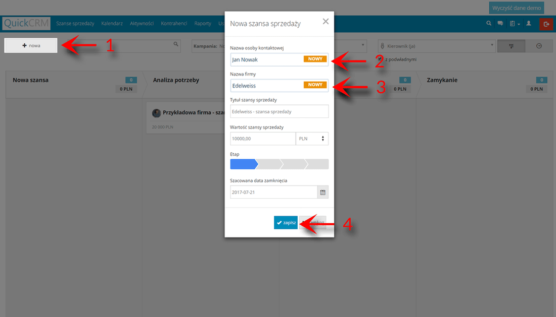 Prosty-system-CRM-dodawanie-szansy-sprzedaży