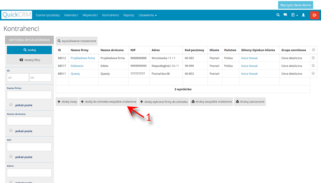 Operacje masowe na kontrahentach