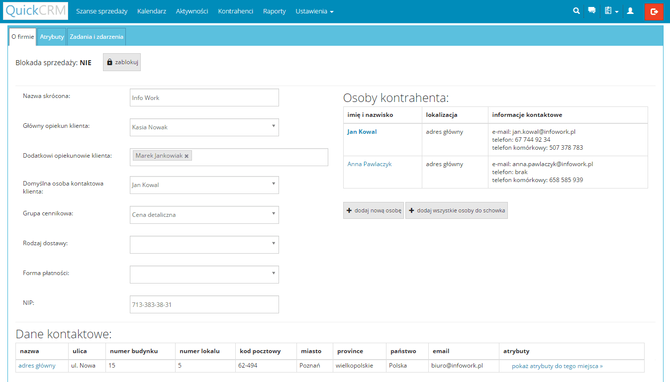 kartoteki kontrahentów, karteteki kontrahentów w systemie crm