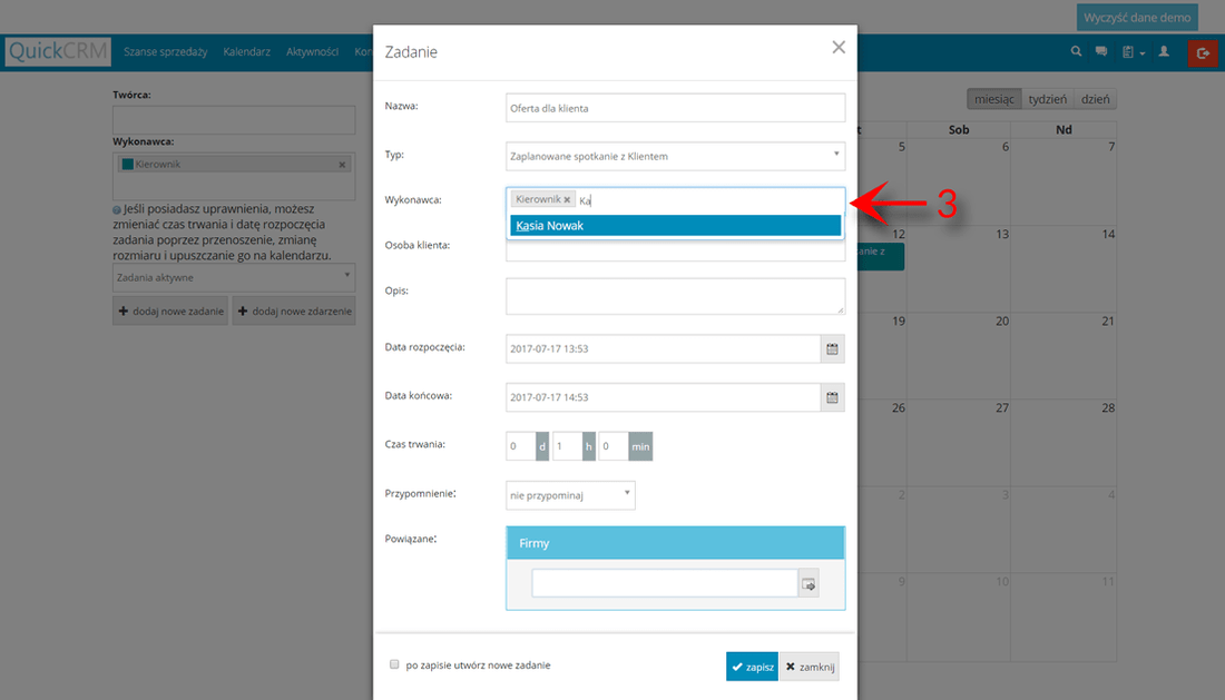 Tworzenie zadania w prostym systemie CRM