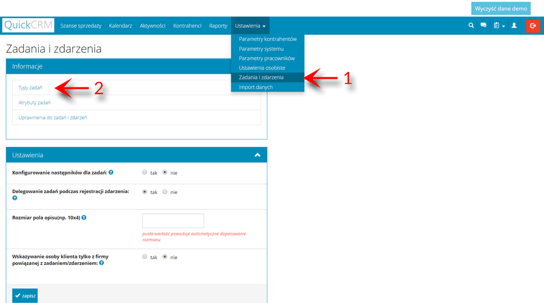 Tworzenie zadania w prostym systemie CRM