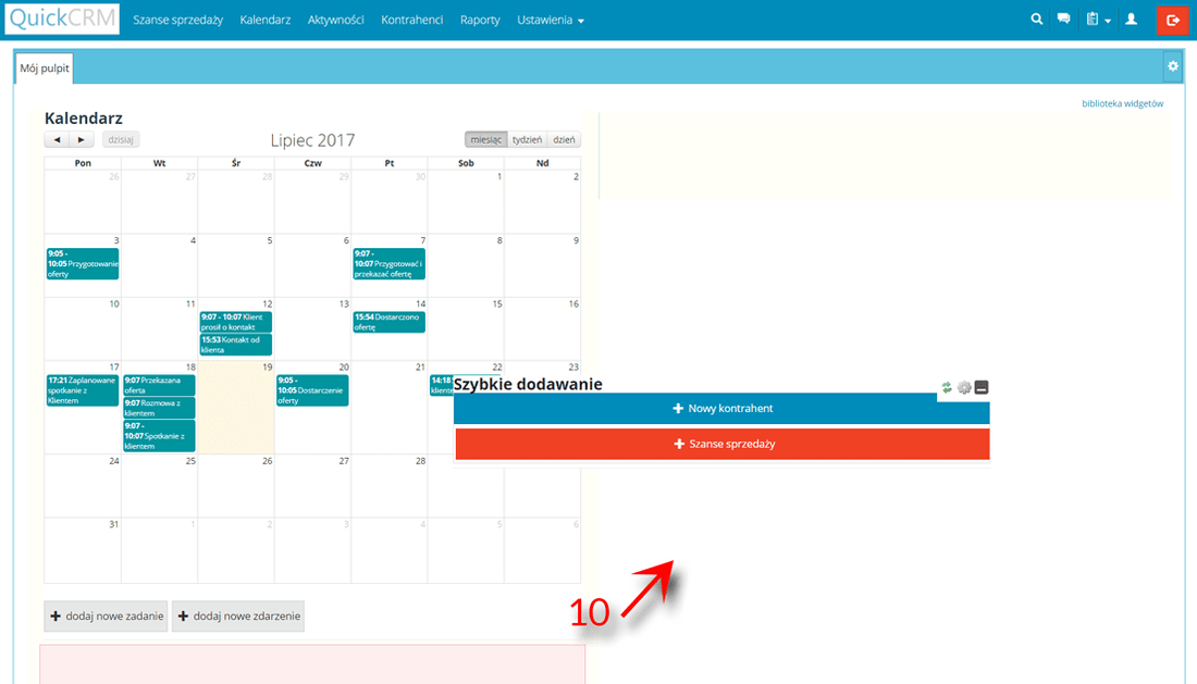 Dynamiczny pulpit przenoszenie widgetów
